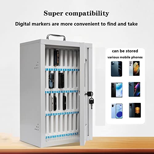24/36 Bit Pocket Chart Cell Phones Storage Cabinet Wall Mounted Cell Phone Organizer Storage Locker Box with Safety Lock and Handle for Classroom Office (Color : Silver, Size : 36)
