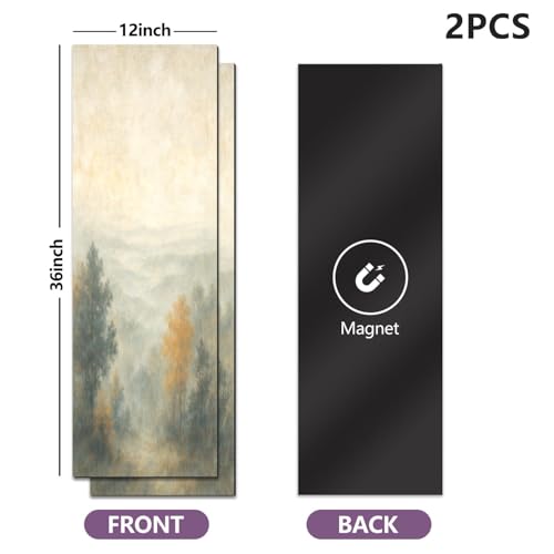 CEREJYPUZ 2 Pcs Locker Magnetic Wallpaper Vintage Brown White Grey Abstract Rustic Retro Farmhouse 12" x 36" Wall Magnetic Sticker Removable Locker Accessories Decor Easy Install for Office School