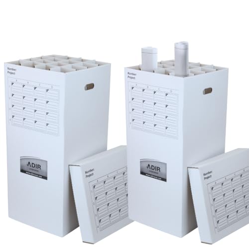 Adir 2 Pack of Cardboard Roll File Storage Organizer - Vertical File Sorter - Blueprint, Poster, Plans, Gift Wrap, And Map Holder Station-16 Slots (for Rolls up to 37 Inches Long)
