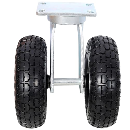 SRECELL 10 Inch Dual Pneumatic Swivel Caster Wheel, Heavy Duty Air Filled Caster with Zinc Plated Top Plate, 660 lbs Capacity Industrial Wheel for Carts, Equipment and Transport Use