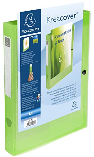 Exacompta Kreacover PP Press Stud Filing Box, A4, 40 mm Spine - Assorted Colours, Pack of 5