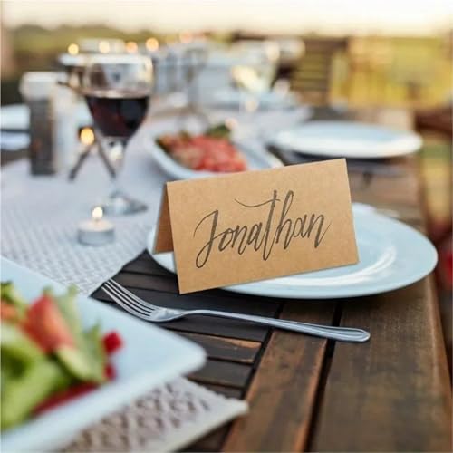 Name Tent Table Cards 200pcs Kraft Paper Wedding Place Card Table Card Festival Party Decoration Banquet Sign-in Table Name DIY Blank Seat Card