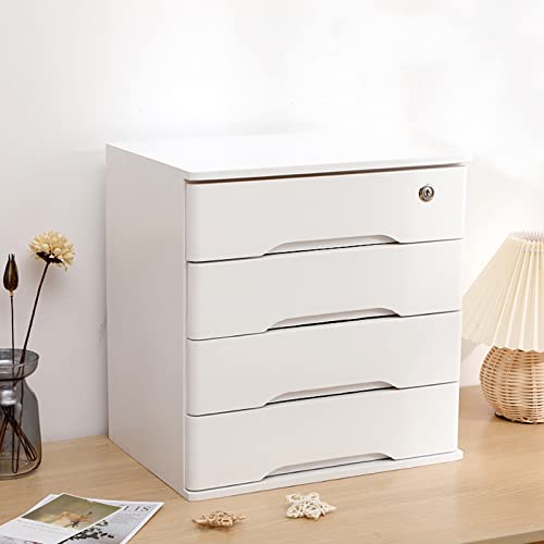 SDVantage Wooden Desktop Storage Box with Lockable Drawers, Office Supplies A4/Receipt File Organizer, Flat File Cabinet (D One Size)