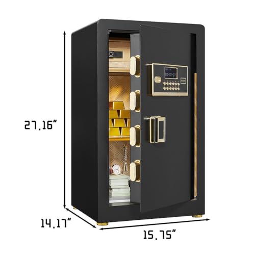 HOYOC Extra Large Safe Fireproof Waterproof, Anti-Theft Digital Security Lock Box with Smart Alert System, Anti-Theft Fireproof Safe Box with Removable Shelf, Mute Function, for Home Office
