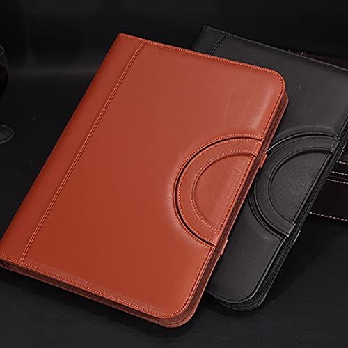 Filing Envelopes Portable Folder Multi-Function A4 Zipper Folder with Multiple Storage Bags Leather Clipboard Business Data Binder（Black/Brown） Plastic Folders (Color : Black)