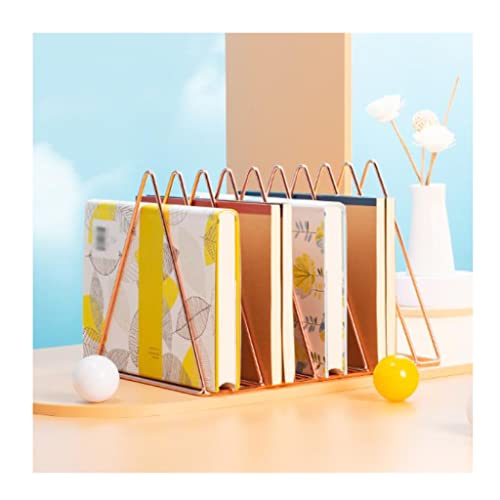 GLigeT File Rack Triangle File Folder Racks and Magazine Holder, 10 Slot Metal Newspaper Holder Magazine File Storage for Home Office Decoration (Golden) Magazine Holders