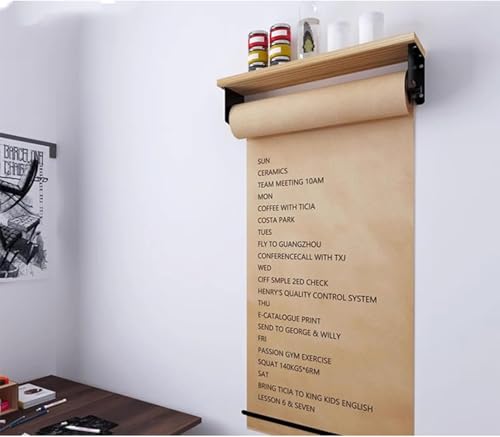 Wall-Mounted Kraft Paper Dispenser & Cutter, 27.5In Butcher Paper Roll Holder for Home, Office, Art Displays & Message Boards - Durable, Stylish, Easy to Install