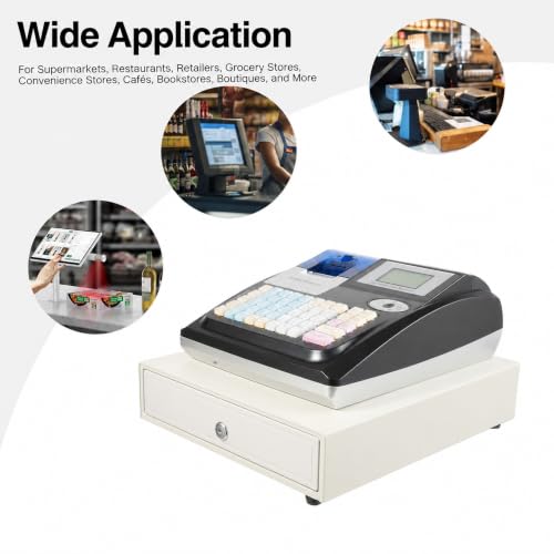 Qgnaewnoyj 48-Key Electronic Cash Register with Drawer & UV (Black)