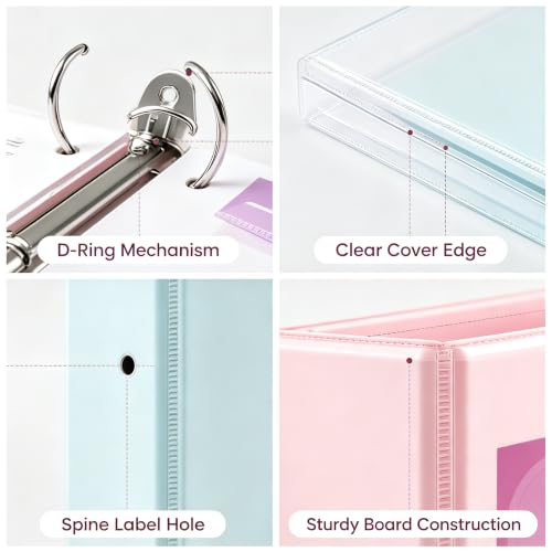 3 Ring Binder 2 Inch,Clear View Binder Three Ring PVC-Free