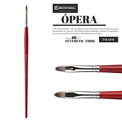 Escoda Opera Series 3050 Artist Oil and Acrylic Paint Brush, Synthetic Takatsu Filament, Bright, Size 20