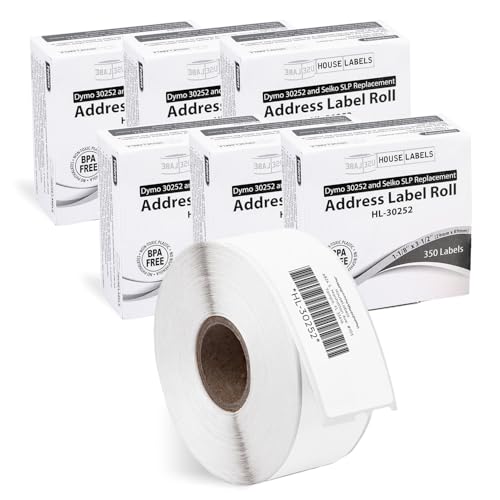 HouseLabels Compatible with Dymo 30252 Labels, 1-1/8" x 3-1/2"