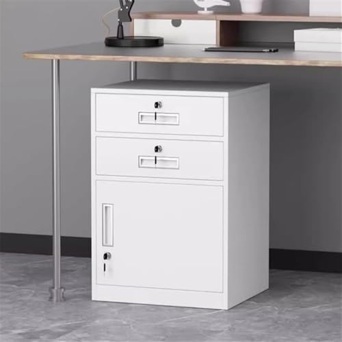 LIBANGRONG-888 3 Tier Large Capacity File Cabinet, Office Data Organization Cabinet, Balcony Storage Cabinet with Locks File Storage Cabinets (White)