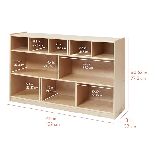 Back2School Express 10-Compartment Mobile Storage Cabinet, Natural