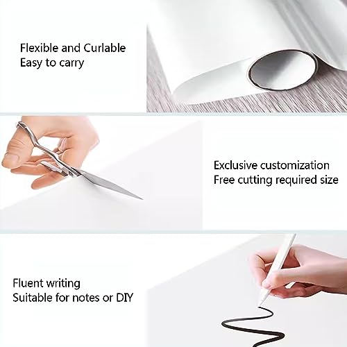 Removable Sticky whiteboard Film, Electrostatic Self Adhesive Dry Erase Whiteboard Contact Paper Roll White Multiple Sizes(23.7x196.9IN(0.6x5m))