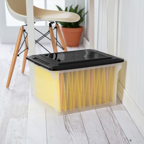 Sterilite File Box Tote with Lids for Letter and Legal Folders, 12-Pack