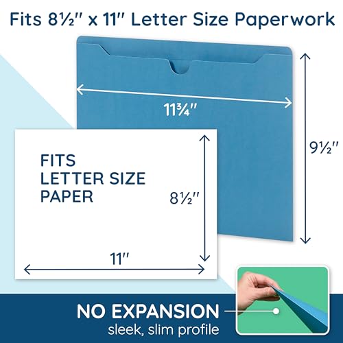 Blue Summit Supplies 100 File Jackets, Letter Size, Blue