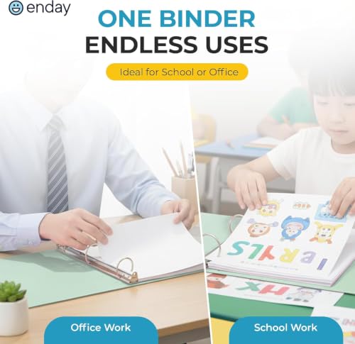Enday 3 inch 3 Ring Binder (6 Pack - Assorted Colors) Binder 3 inch with Clear View Cover and 2 Inside Pocket - for Letter Size 8.5 x 11'' Paper, Ideal for School Supplies, Office, and Home