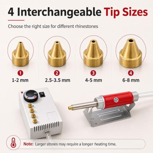 Eoweiot Hotfix Rhinestone Applicator Tool with 4 Interchangeable Tips