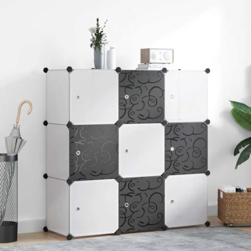 Zexlorith 9-Cube Organizer, Black & White Modular Storage Shelving Unit