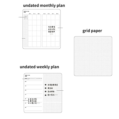 Notebook Undated Agenda 2022 Weekly Planner Book Monthly+Weekly Plan+Grid Paper Notebooks for School(Black)