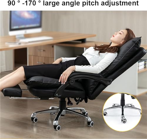 Office Chair Reclining Chair with Footrest,Leather Chair,High Back Executive Chair Lumbar Support,with 170° Backrest Tilt Function(Color:Red)