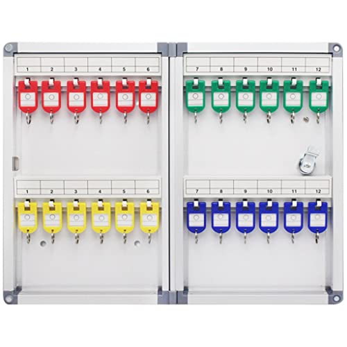 xdgFHsy Wall Mount, Home Wall-Mounted Aluminum Alloy Key Lock Box(24-Keys)