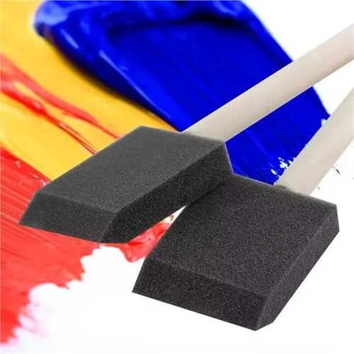 Foam Paint Brushes 12 Set/48 Pcs Wooden Handle Foam Sponge Brushes DIY Art – Ideal for Watercolor, Oil & Stain Craft Projects