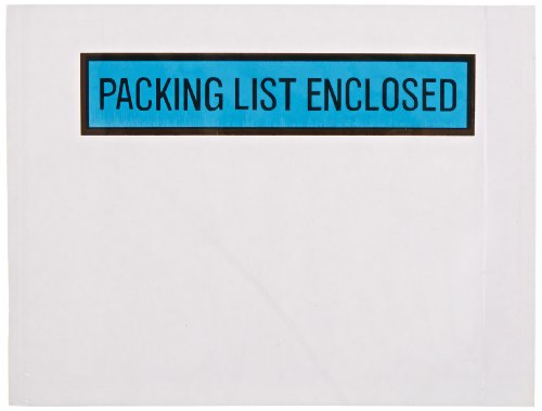 Aviditi PL488 Poly Envelope, Legend "PACKING LIST ENCLOSED", 4-1/2" Length x 6" Width, 2 mil Thick, Blue (Case of 1000)