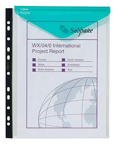 Snopake A4 High Capacity Polyfile RingBinder Popper Wallet, Portrait – Clear with Electra Assorted Flap [Pack of 5] Ref: 15695
