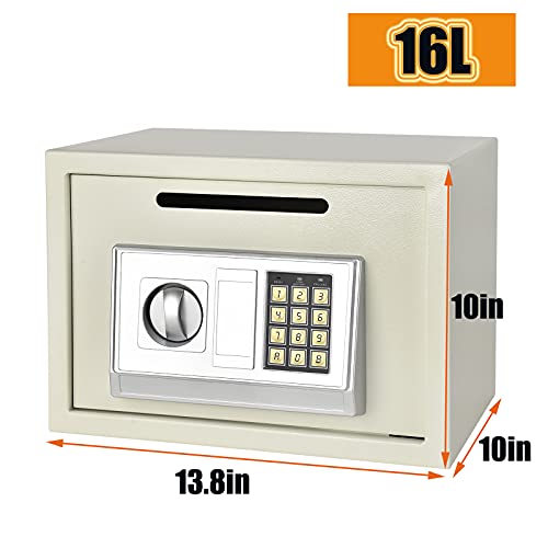 TBLOTYD Digital Electronic Safe Box for Home Office Hotel Security Solid Steel with Keypad Lock/White/4.6L ，White-16L