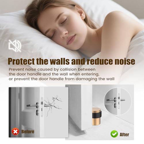 RINJUN 20 Pack ​Brushed Rose Gold Door Stoppers for Floor Mounting， Door Stopper Heavy Duty，304 Stainless Steel Cylindrical Made with Rubber Bumper，Floor Mount Door Holder Keep Door Open