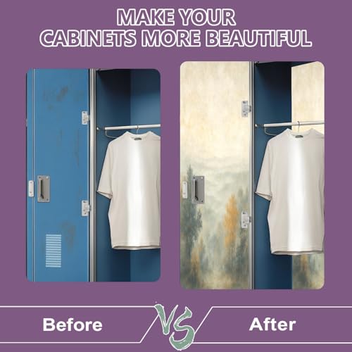 CEREJYPUZ 2 Pcs Locker Magnetic Wallpaper Vintage Brown White Grey Abstract Rustic Retro Farmhouse 12" x 36" Wall Magnetic Sticker Removable Locker Accessories Decor Easy Install for Office School