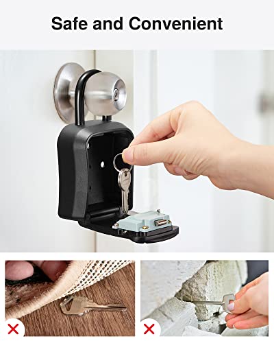 Puroma Key Lock Box Outdoor 4 Digit Code Combination Lockbox House, 4 Black
