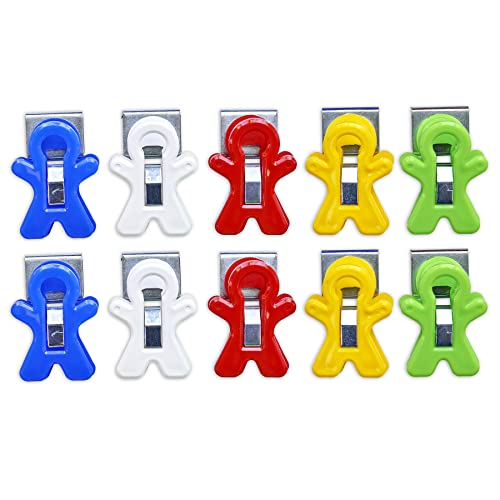 The Pencil Grip Magnet Man Magnetic Clip Bucket, Assorted Colors, 40 Pieces