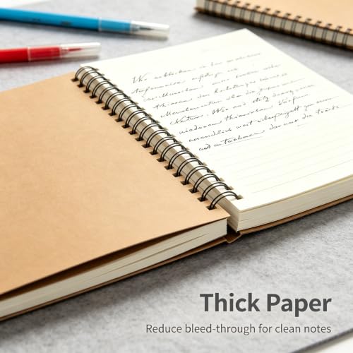 24 Pack A5 Bulk Spiral Notebooks with Kraft Cover, 8.3 X 5.8 Inch