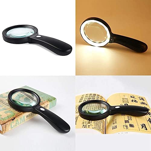EUQKKWLOY Magnifiers,Magnifier Magnifying Glass Large Portable Illuminated Magnifier Handheld Magnifying Glass for Books Newspapers Keep It in Mind