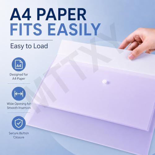 10/20/50/100 Pack Colored A4 File Folders with Label Slots, Snap Closure,100PCS