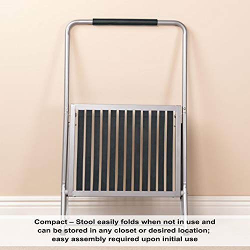 LivingSURE Extra Wide Folding Step Stool with Foam-Grip Handle -