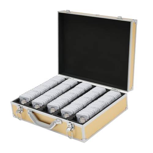 Coin Storage Box 100 Graded Coin Slab Display Case Holders Shipping Boxes Universal Aluminum Coins Collectors Collection Supplies Trading Card Organizer for PCGS, NGC- Black, 16.5*12.5*4.5 in (Gold)