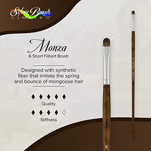 Silver Brush Limited Monza Short Filbert Oil and Acrylic Brush, Size 6