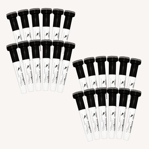 KleenSlate (12 Pack Large Black Dry Erase markers with Eraser Cap, Bullet Point (24)
