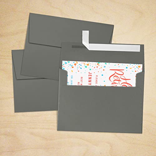 LUXPaper A7 Invitation Envelopes | Peel & Press | 5 1/4" x 7 1/4" | Smoke Gray | 80lb. Text | 500 Qty