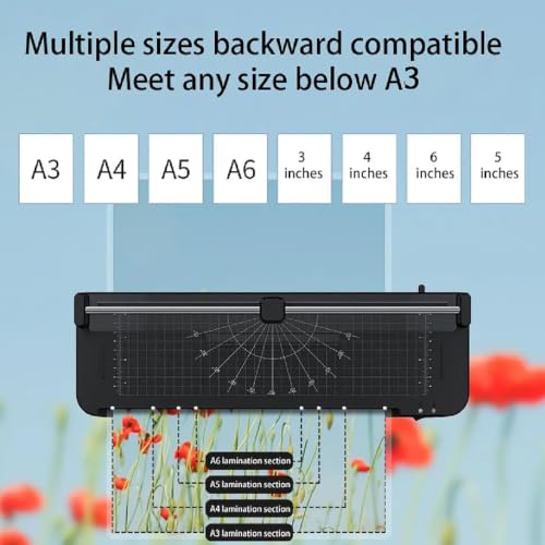 A3 Laminator Machine, Thermal Laminator with Laminating Sheets 40pcs, 355mm/min, 2 Minutes Quick Warm-up, Punch&Corner Rounder, for A3 A4 A5 A6 with Paper Trimmer