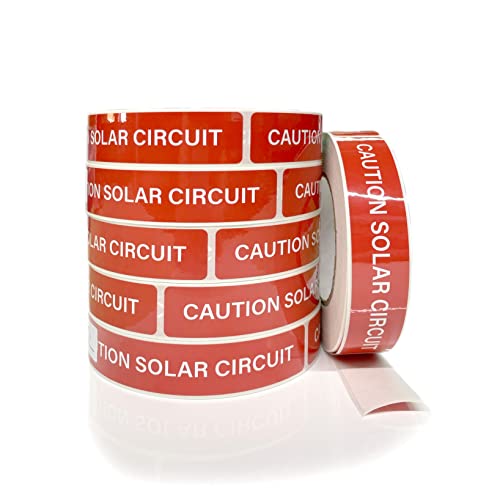 Caution Solar Circuit - Stickers | Vinyl Labels Roll (250 Count) | PV Solar System Install Label | 2020 | 2017 Code Requirements | Photovoltaic System Labels
