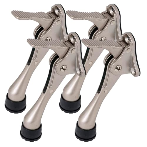 HA SHI 4 Stoppers Kickdown Door Stop for Bottom of Door, 4 in, Satin Nickel