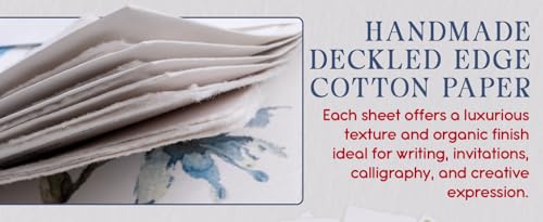 WANDERINGS Handmade Deckle Edge Blank Greeting Cards & Envelopes with Bird Art - 300 GSM Paper– 20 Cards (5 Each of 4 Varieties) for Invitations, Thank Yous, Get Well and Birthday Cards –5" x 7"