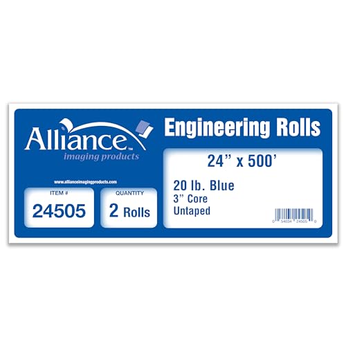 Alliance Wide Format Paper 24" x 500' Blue Bond Engineering 20lb | 92 Bright | 2 Rolls | 3" Core