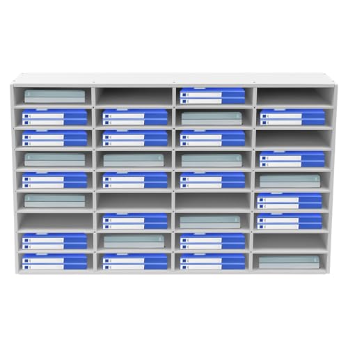 Literature Organizer,Mail Sorter Organizer with Adjustable Shelve,Desktop File Sorter Mail Center,Student Mailbox with Adjustable Shelves for Classroom,Office Home (White, 36 Compartment)