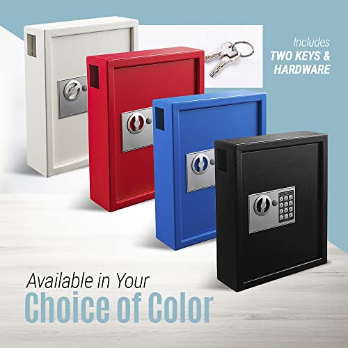 AdirOffice Steel Key Holder Wall Mount - 40-Key Lock Box with Code, Key Cabinet, Valet Parking Key Box, Car Dealer Key Cabinet - Space Saving Locking Key Box with Digital Lock