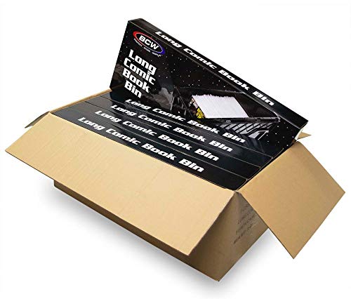 BCW Long Comic Book Bins, Holds 300 Comics Each, Stackable, Black, 5 Pack